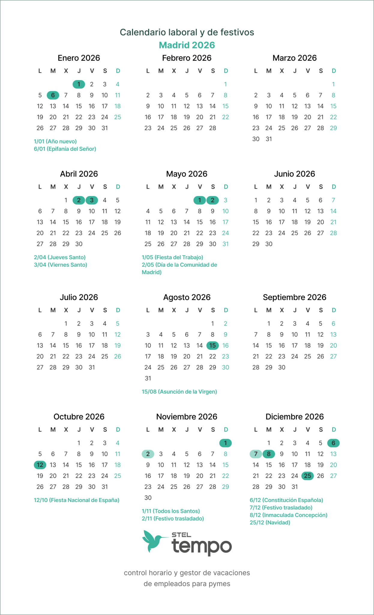 Calendario Laboral Comunidad De Madrid Para 2026 Festivos Puentes Y calendario-laboral-comunidad-de-madrid-para-2026-festivos-puentes-y