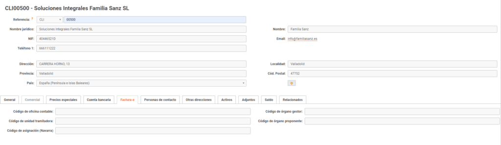 customer information sheet with e-invoice