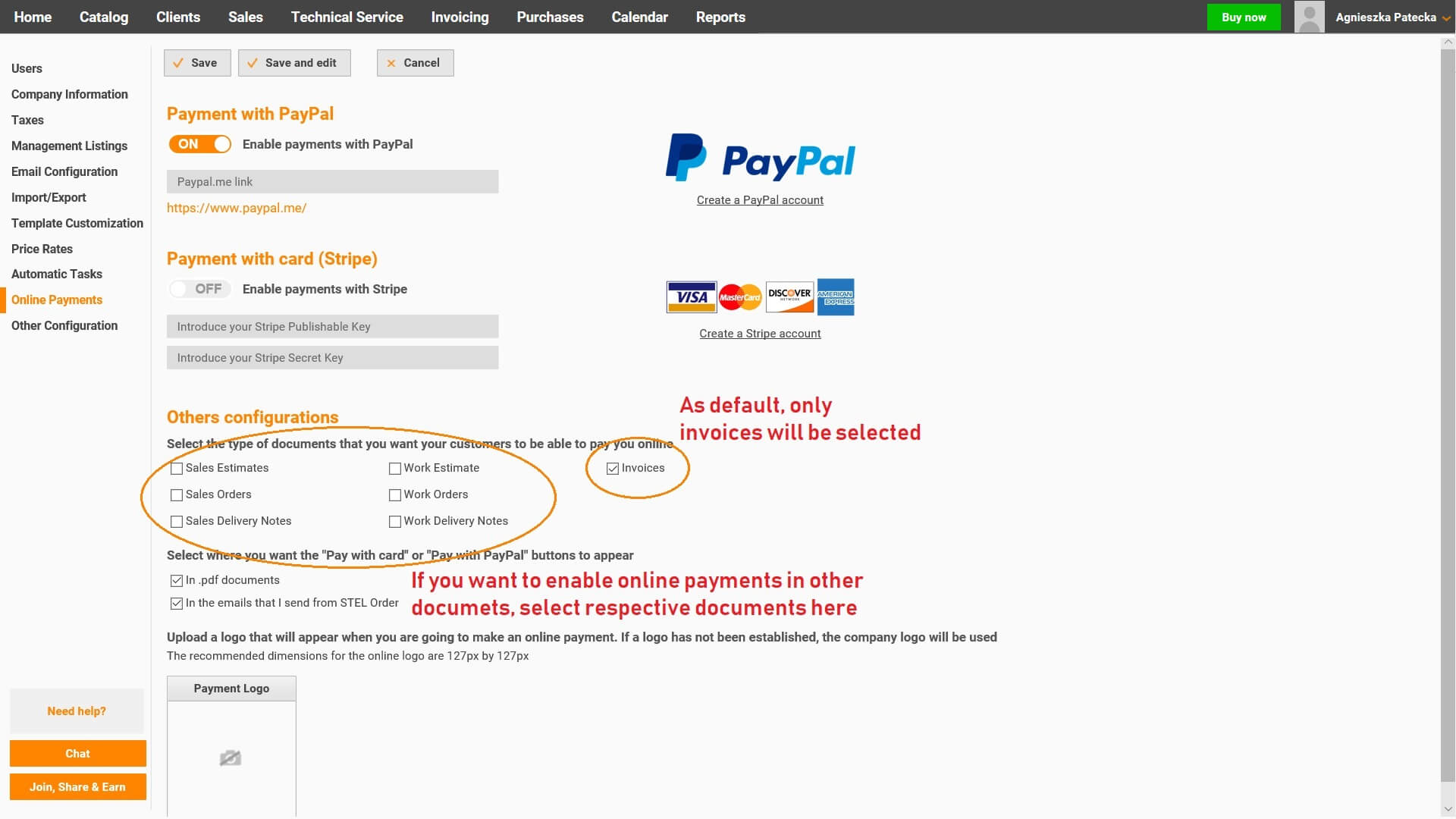 online payments  pay with paypal or credit card  stel order