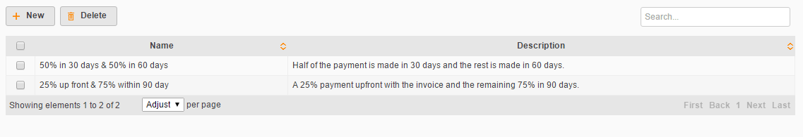 create payment terms